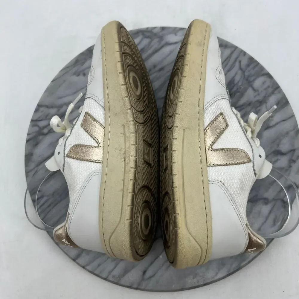Veja Womens 8 Shoes Metallic Taupe V10 T1 Leather Sneakers Trainers Lace Up